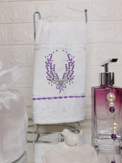 Toalha de Mão Bordada Lavanda