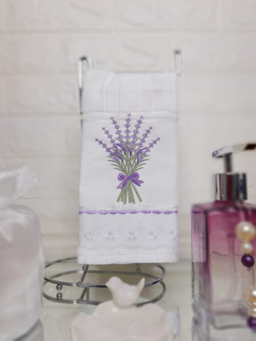 Toalha de Mão Bordada Lavanda