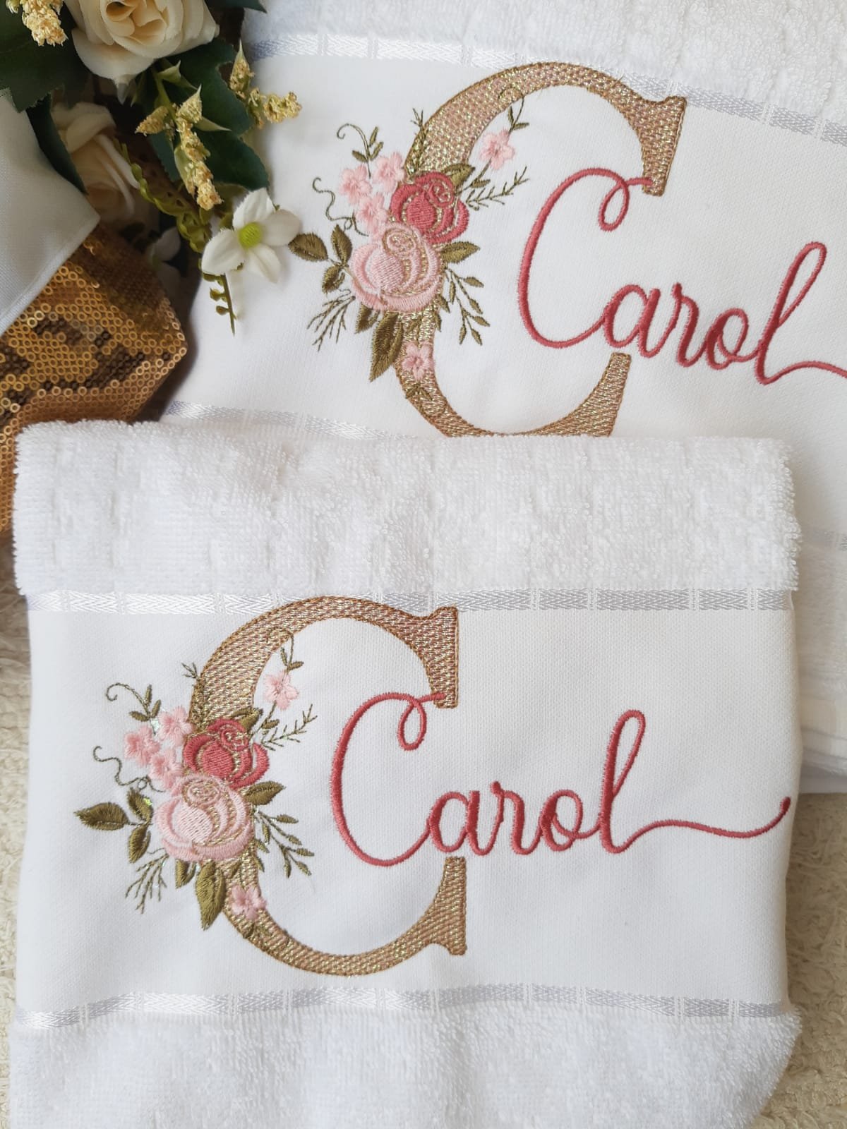 Conjunto Toalha de Banho e  Rosto Personalizadas