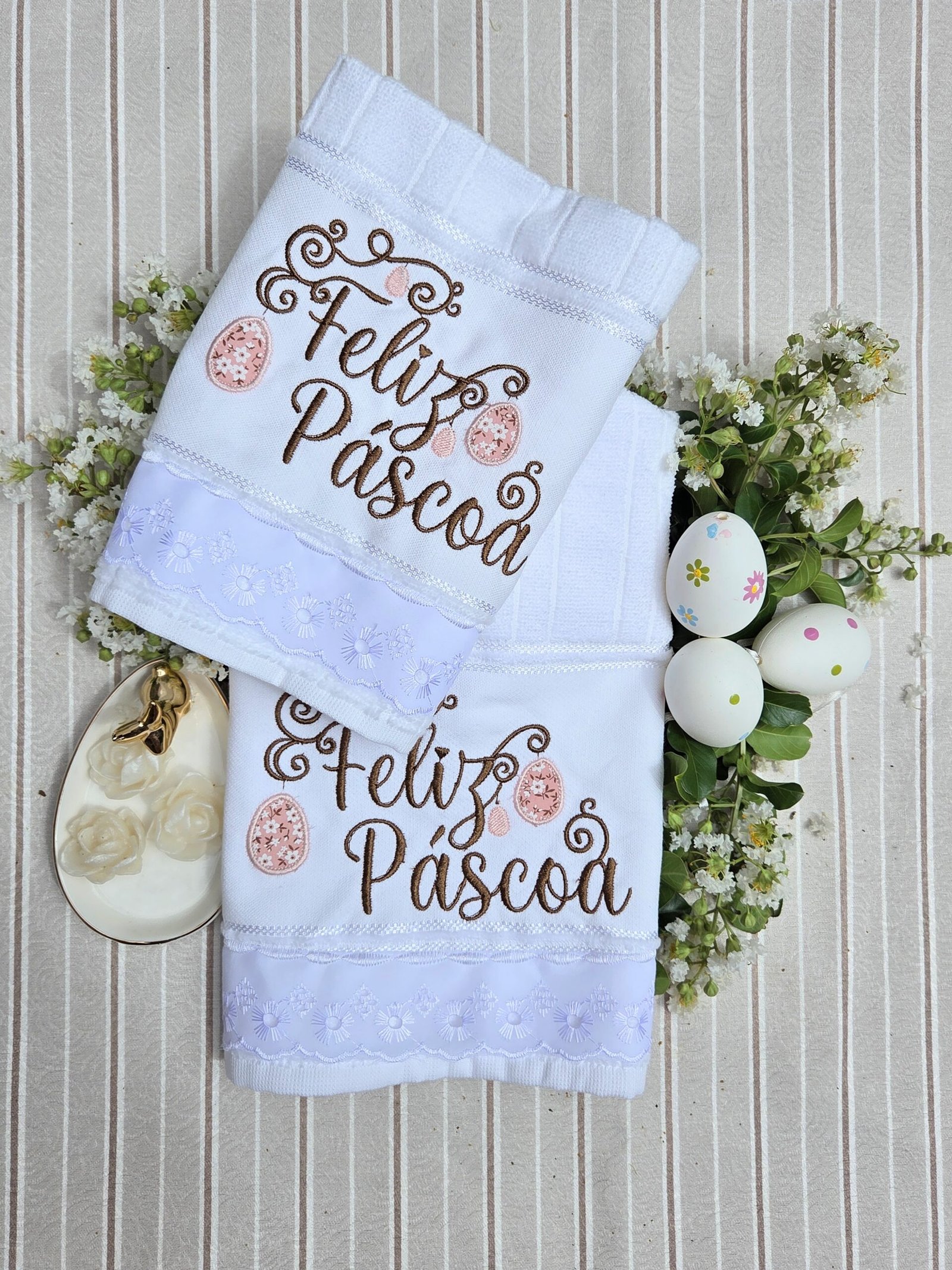 Jogo de Toalhas Rosto e Lavabo Páscoa | Escrita 